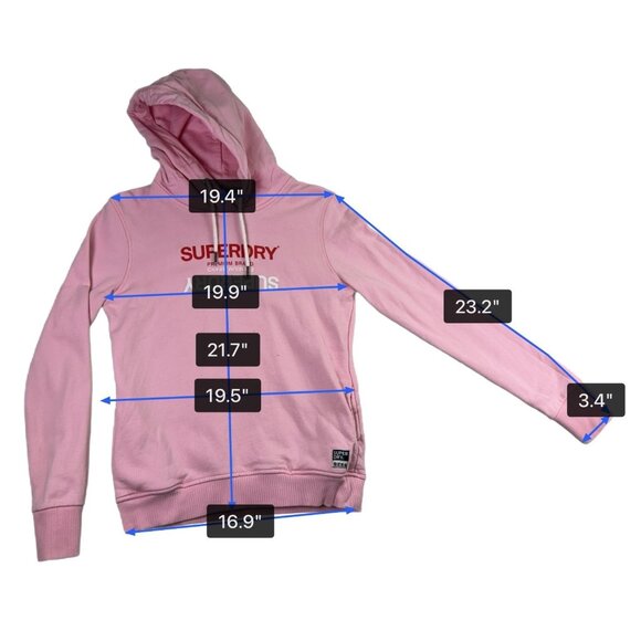 Superdry Women’s Pink Cotton Hoodie Logo Pullover Sweater Size 6 - Picture 10 of 11